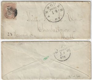 c 1861 - #65. Andover, Mass. to Charlestown.  Cds & Carrier handstamp  - H1083