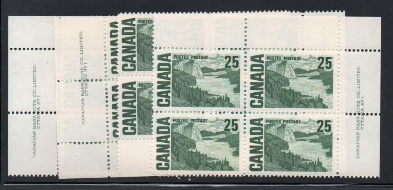 Canada Sc 465 Pl 1 1967 25c Solemn Land Matched set Plate Blocks mint NH