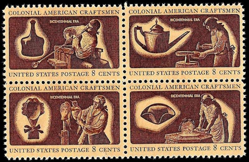 # 1456-1459 MINT NEVER HINGED COLONIAL CRAFTSMEN