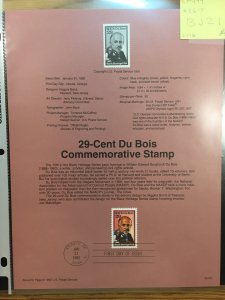 US #SP999 / 2617 29-cent Du Bois Commemorative Stamp - Souvenir Sheet / Page