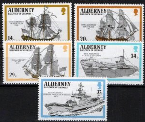 ZAYIX Alderney 55-59 MNH Ships Transportation Fishing 092023SM91M
