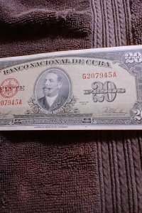 CUBA.BANCO NACIONAL.1958.20 PESOS.ANTONIO MACEO.G207945A.CIR.