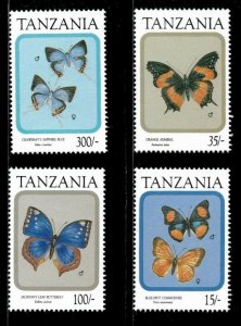 Tanzania 1991 - World of Butterflies - Set of 4v - Scott 727-34 - MNH