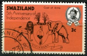 Swaziland Sc#203 Used, 3c brick red & blk, Independence, 5th Anniversary (1973)