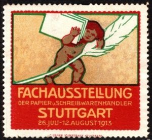 1913 Germany Poster Stamp Special Exhibition Of Paper & Stationery Stuttgart