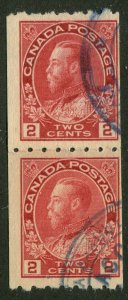 CANADA #124i USED ADMIRAL PASTE-UP PAIR