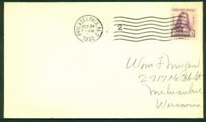 SCOTT # 724 FDC, NO CACHET, SCRIPT ADDRESS, PHILADELPHIA, PA, GREAT PRICE!