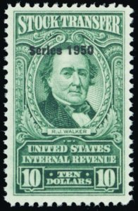 RD328, Mint VF OG NH $10 Stock Transfer Revenue Stamp CV $175 - Stuart Katz