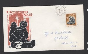 Canada #489  (1968 6c Christmas)  Cole-B cachet  FDC addressed - pen #1