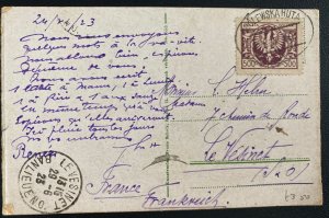 1923 Krolenska Huta Poland Picture Postcard Cover To France Beuthen Rossberg