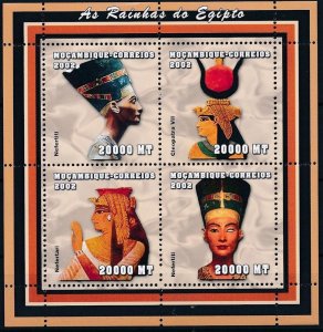 MOZAMBIQUE 2002 SHEET PHARAOHS OF EGYPT FARAONES DE EGIPTO REINAS QUEENS