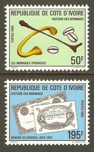 Ivory Coast #866-7 NH History of Currency