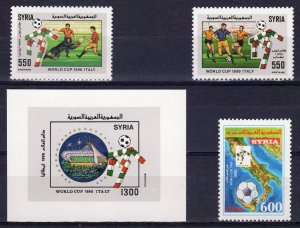 Syria 1990 Mi#1785/1787 Bl.71 FOOTBALL WORLD CUP ITALY 90 Set (3)+S/S (1) MNH
