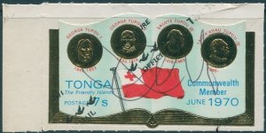 Tonga 1970 SG316 7s Rulers and FLAG with no value Airmail ovpt from SGO72 pen ca