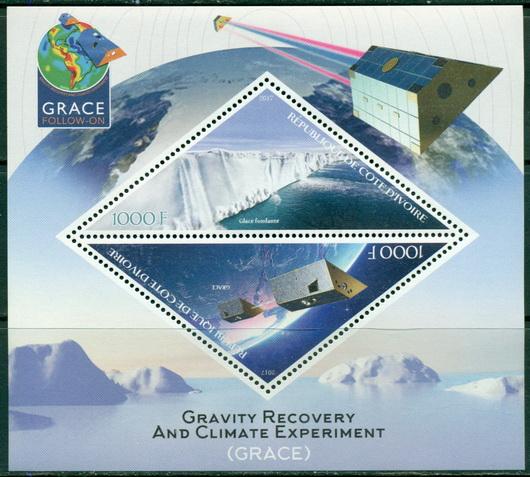 IVORY COAST - 2017  - Space, Grace Satellite - Perf 2v Sheet #2 - M N H