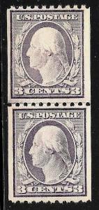 #489 MNH OG 3c WASHINGTON TYPE I F-VF LINE PAIR!! (REM #489-2A)