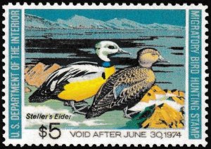 U.S. Scott #RW40, Duck Stamp, 1973, $5, PSE Cert., XF 90, Mint, OGnh