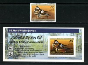 U.S. #RW72 & RW72A (U808) Federal Duck stamp Hooded Mergasers, M,NH, FV $30.00