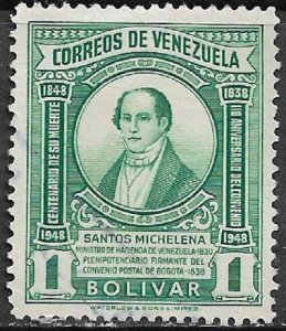 Venezuela Stamp - Scott #427/A86 1b Green Canc/LH 1949 