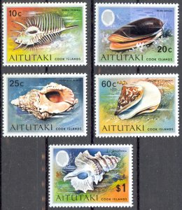 Aitutaki Sc# 89-93 MNH 1974-1975 10c-$1 Pacific Shells