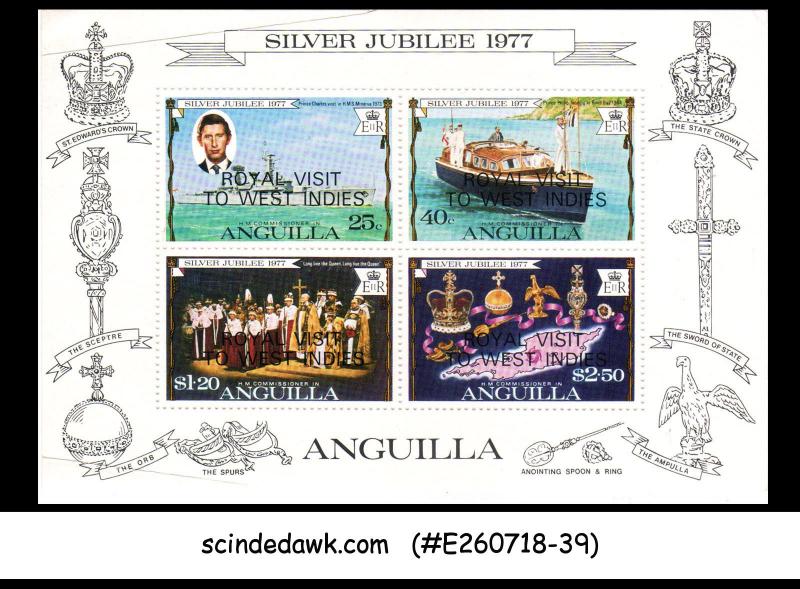 ANGUILLA - 1977 ROYAL VISIT TO WEST INDIES OVERPRINTED MIN/SHT MNH