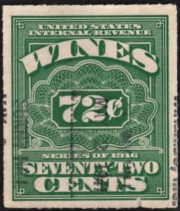 RE75 72¢ Wine Stamp (1933) Used