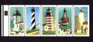 Scott #2474a Historic American Lighthouses Booklet Pane of 5 Stamps - MNH P#5