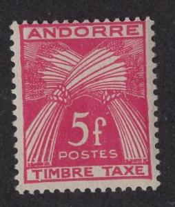 Andorra French  #J37   1946  MH  postage due  timbre tax  5fr