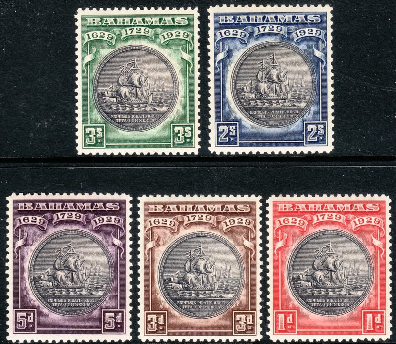 1930 Bahamas KGV complete set (5) Seal of Bahamas MLH Sc# 85 / 89 CV $90.25 Stk3