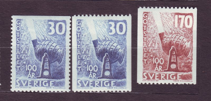 J22861 JLstamps 1958 sweden set mh #529-31 design