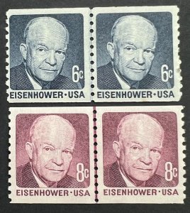 Scott#: 1401, 1402 - Dwight D. Eisenhower 6¢ 1970 BEP Line Pair MNHOG - Lot 8