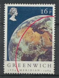 Great Britain SG 1254 - Used bluer sky shade - Greenwich Meridian