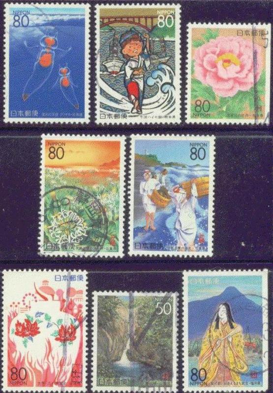 JAPAN Z 180-87 (8) USED 1996 PREFECTURE ISSUES