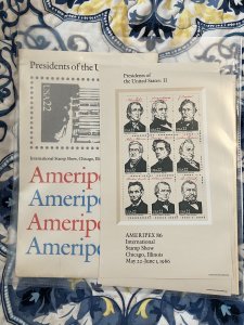 4 SS set Presidents M NH AMERIPEX - 36 stamps total