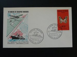 ship paquebot France stop in Dakar commemorative cover Senegal 1964