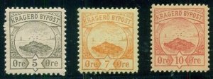 NORWAY LOCALS - KRAGERO, 1886, Complete Harbor Scene set, NH, VF