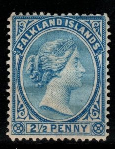 FALKLAND ISLANDS SG28 1891 2½d DULL BLUE (FAULTS) MTD MINT