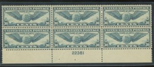 U.S. #C24 MINT PL# BLOCK OF 6 OG NH