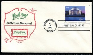 3647 US $3.85 Jefferson Memorial FDC,  Artopages cachet