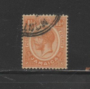 JAMAICA #62a  1916  1 1/2p  KING GEORGE V    F-VF  USED