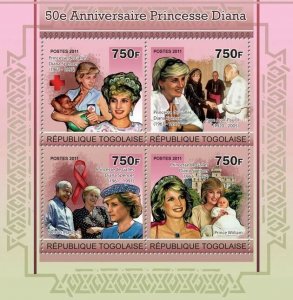 Togo 2011 MNH - 50th Anniversary of Princess Diana. YT 2464-2467, Mi 3939-3942