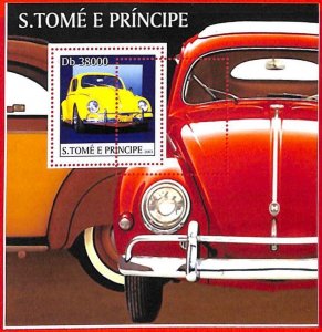 A3370- SAO TOME & PRINCIPE, ERROR MISPERF Souvenir s: 2003 VOLKSWAGEN Beetle Car