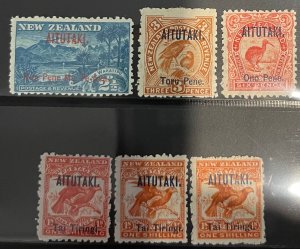 Aitutaki, 1903, SC 3-6 and 6a and 6b, MLH, VF, complete Set