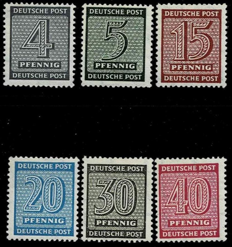 Germany 1945, #14N2-3, 8-11 MNH,  Numeral, special wm Y cv. € 9,50