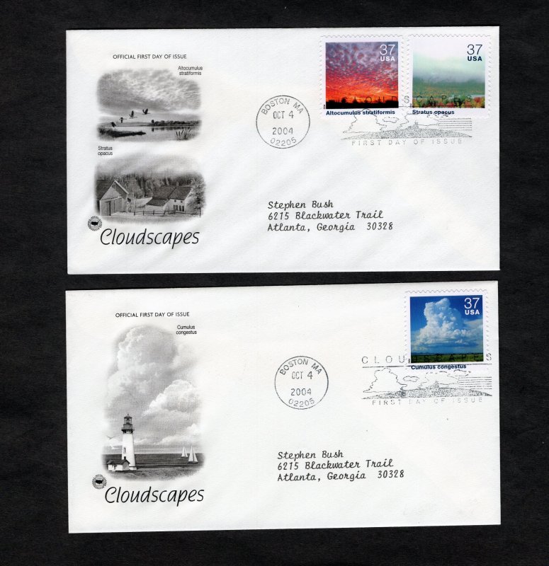 3878 Cloudscapes, set/8 FDC PCS addressed