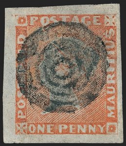 MOMEN: MAURITIUS SG #11 1848 IMPERF USED £3,250 LOT #68669