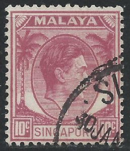 Singapore 1948 - 10c George VI P14 - SG7 used