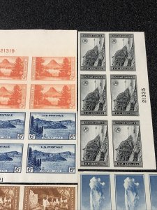 US 756-65 National Parks 1C Thru 10C Farley Imperf Plate Block Of 6 No Gum 