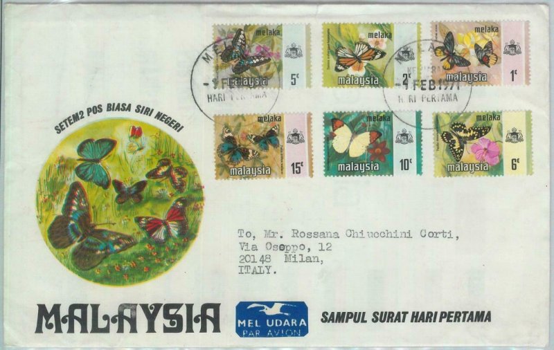 82303 - MALAYA  - FDC Cover 1971 + INFORMATION LEAFLET butterflies MELAKA