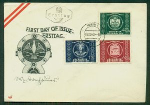 AUSTRIA, 1949, Complete set on FDC (#565-7), VF, Michel $60.00